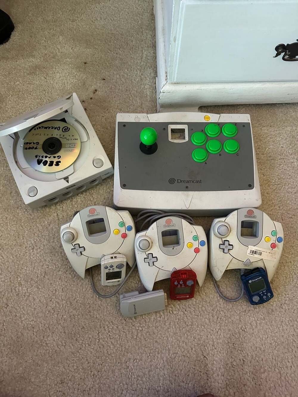 Sega Dreamcast Console Bundle with Arcade Stick and 3 Controllers